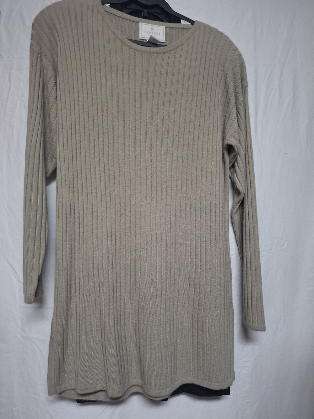 Vintage 80s Express Tricot Ribbed Long Tunic / Sweater Dress - Size M